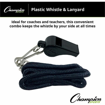 Champion Sports Plastic Whistle/Bulk Lanyard Pack - Alternate-Image2