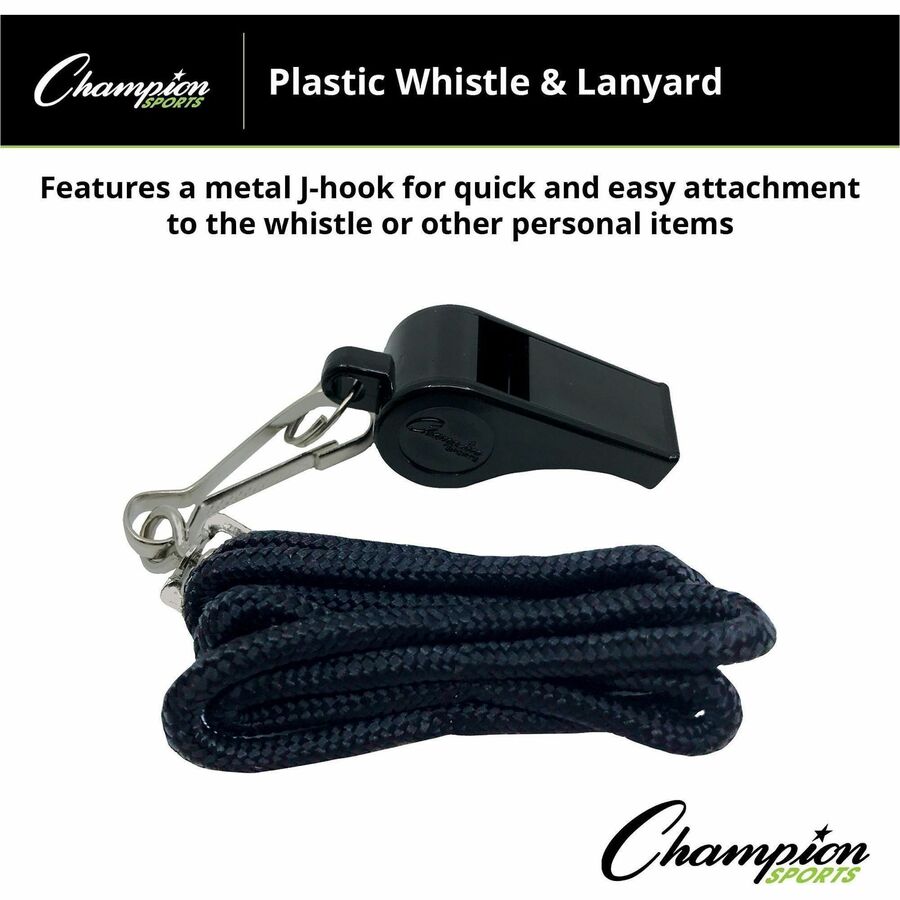 Champion Sports Plastic Whistle/Bulk Lanyard Pack - Alternate-Image3