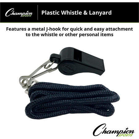Champion Sports Plastic Whistle/Bulk Lanyard Pack - Alternate-Image3
