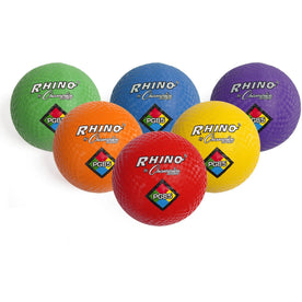 Champion Sports Playground Ball Set - 8.50’’ Nylon - Assorted Colors - 6 Pack - Equipment