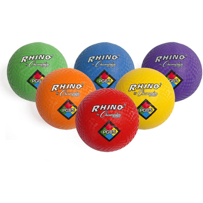 Champion Sports Playground Ball Set - 8.50’’ Nylon - Assorted Colors - 6 Pack - Equipment