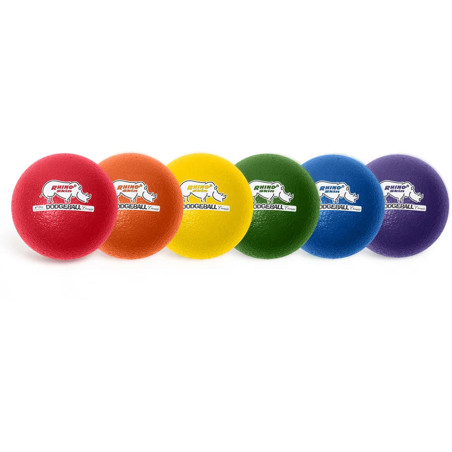 Champion Sports Rhino Skin Dodgeball Set - 6.30’’ Low Bounce Foam - 6 Colors - 6/Set - Equipment