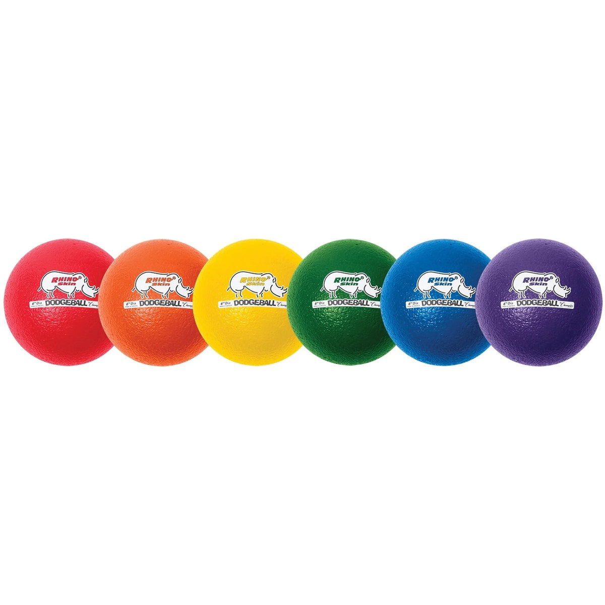 Champion Sports Rhino Skin Dodgeball Set - 6.30’’ Low Bounce Foam - 6 Colors - 6/Set - Equipment