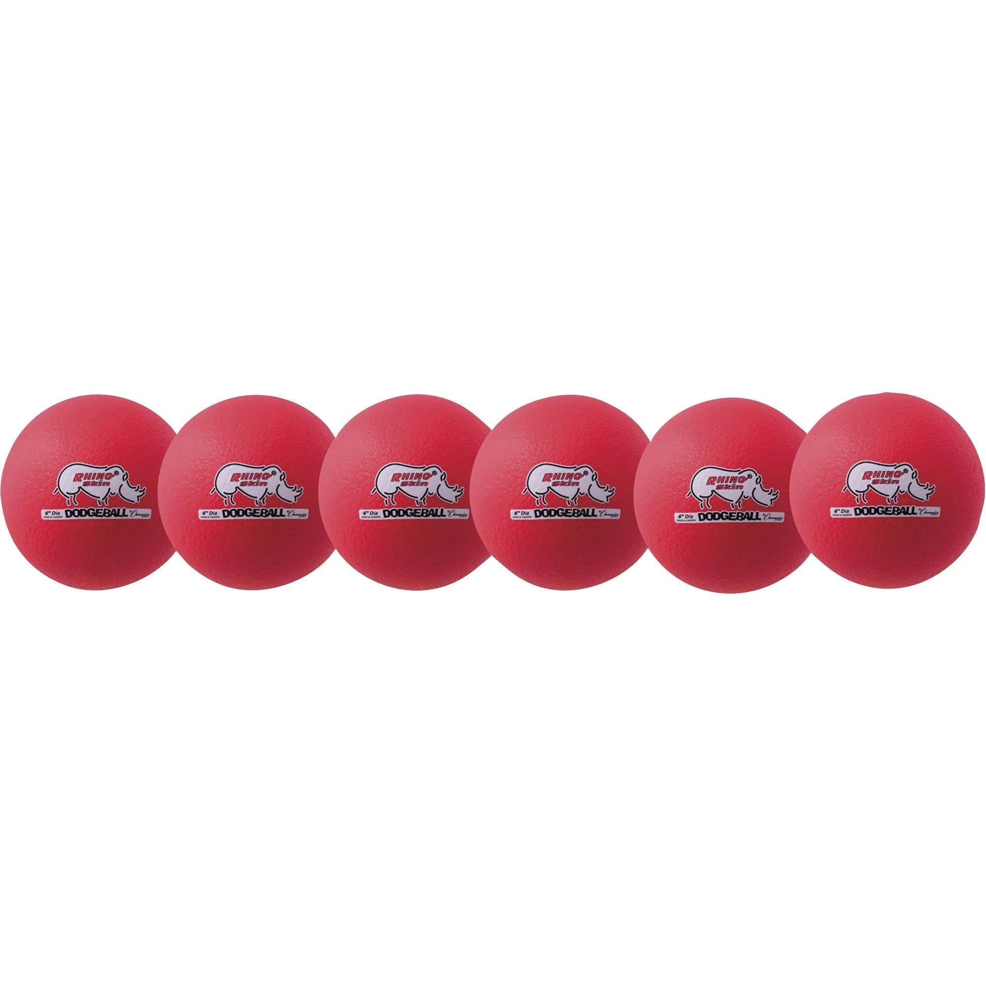 Champion Sports Rhino Skin Dodgeball Set - Low Bounce Foam - Neon Red - 6 Pack - Equipment