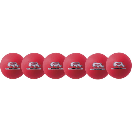 Champion Sports Rhino Skin Dodgeball Set - Low Bounce Foam - Neon Red - 6 Pack - Equipment