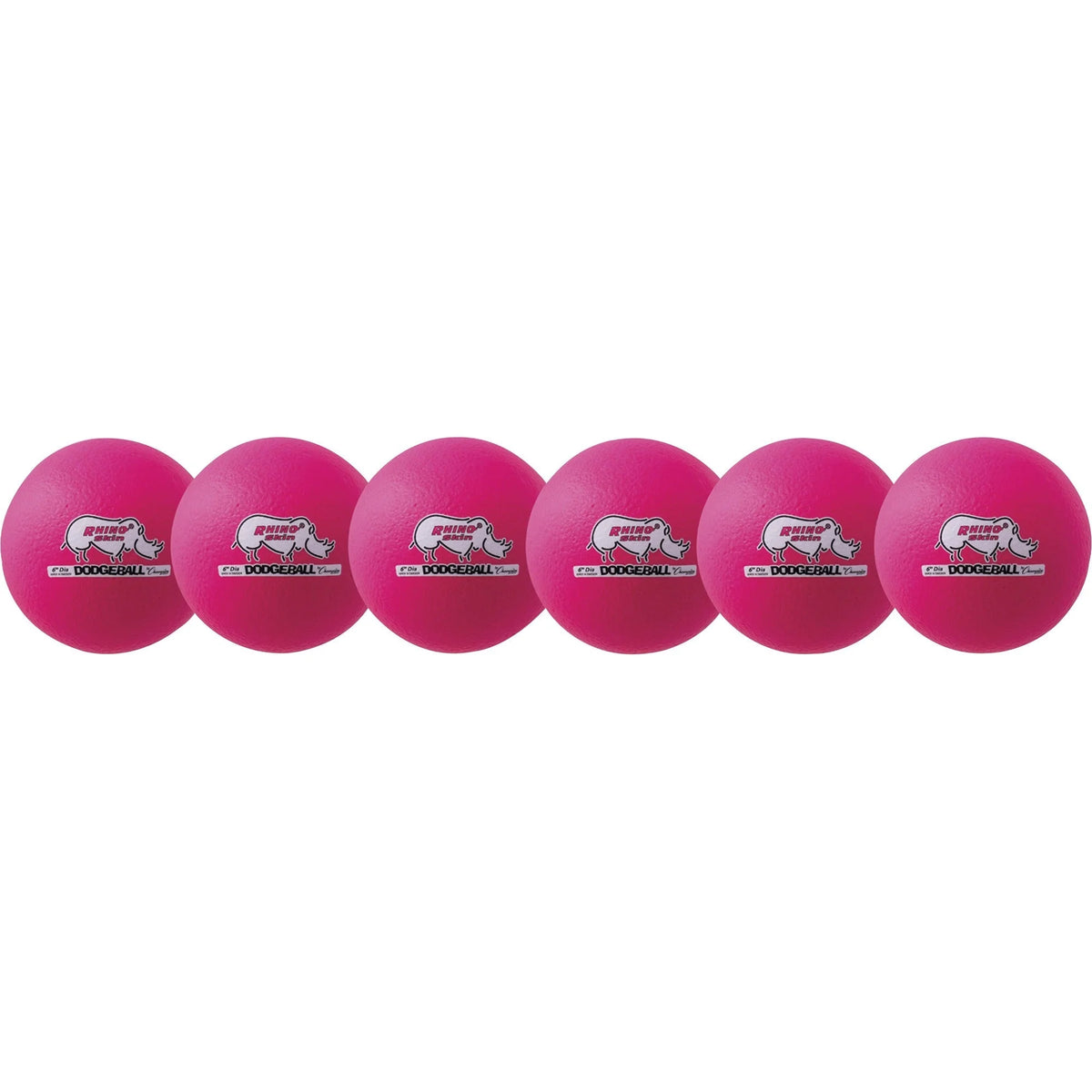 Champion Sports Rhino Skin Dodgeball Set - Neon Pink - 6-Pack - Equipment