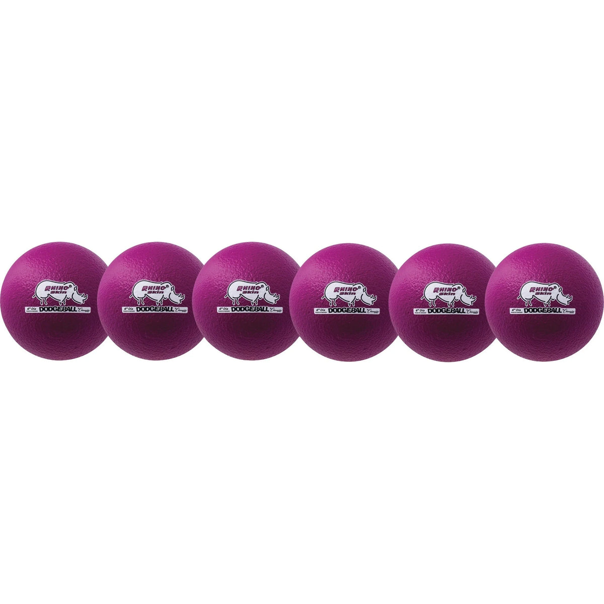 Champion Sports Rhino Skin Dodgeball Set - Neon Purple - 6-Pack - Equipment