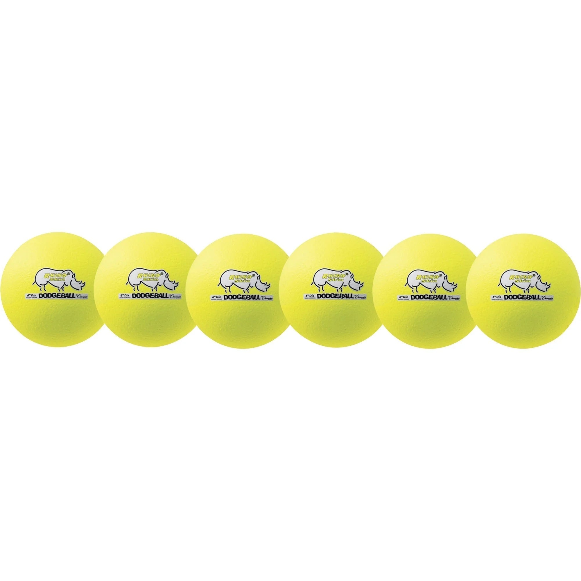 Champion Sports Rhino Skin Dodgeball Set - Neon Yellow - Child-Safe - 6-Pack - Equipment