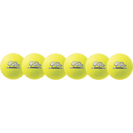 Champion Sports Rhino Skin Dodgeball Set - Neon Yellow - Child-Safe - 6-Pack - Equipment