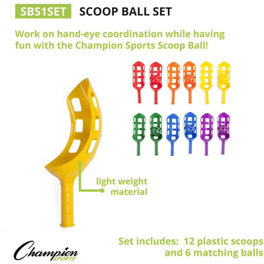 Champion Sports Scoop Ball Set - 2 Pairs for Colorful Outdoor Fun - Equipment