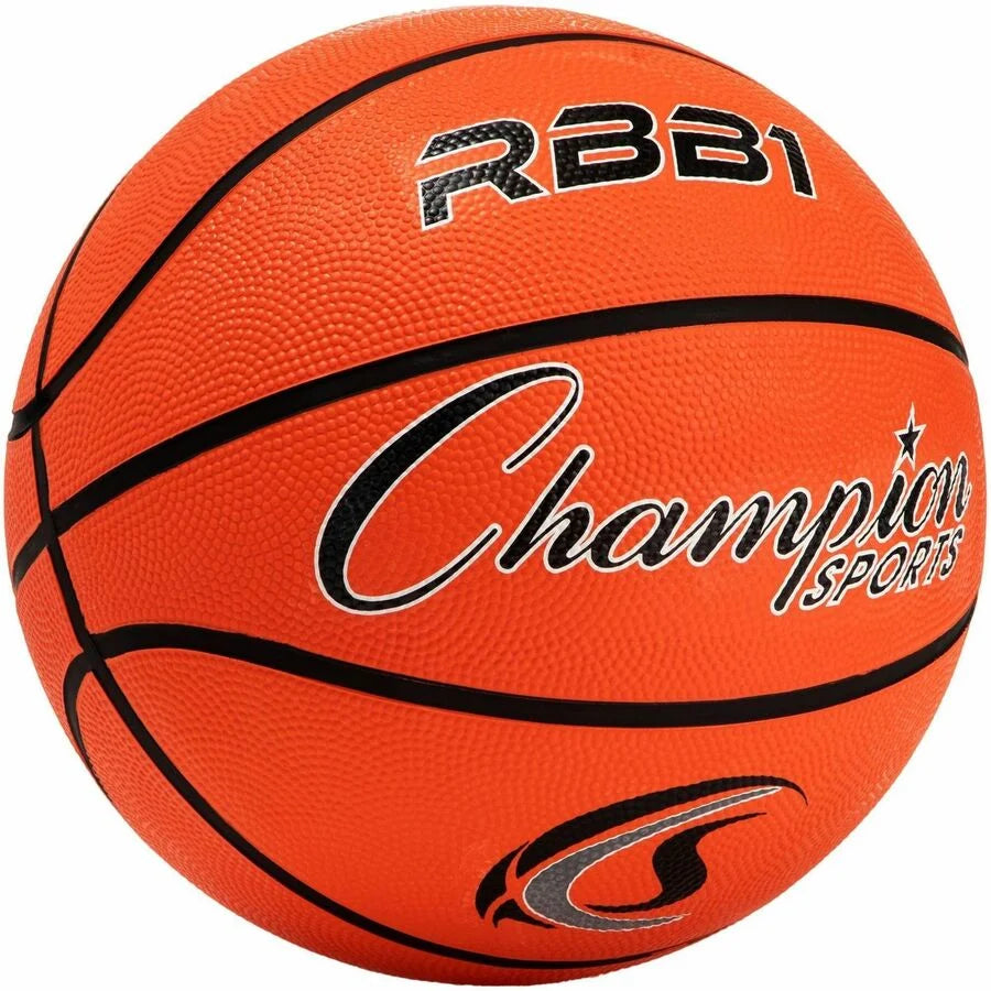 Champion Sports Size 7 Rubber Basketball: Durable Orange Ball - Equipment