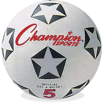 Champion Sports Soccer Ball Size 5 - Durable Rubber & Nylon - Black/White/Red - Equipment