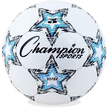 Champion Sports Viper Soccer Ball Size 5 - Durable TPU - Blue/Black/White - Equipment