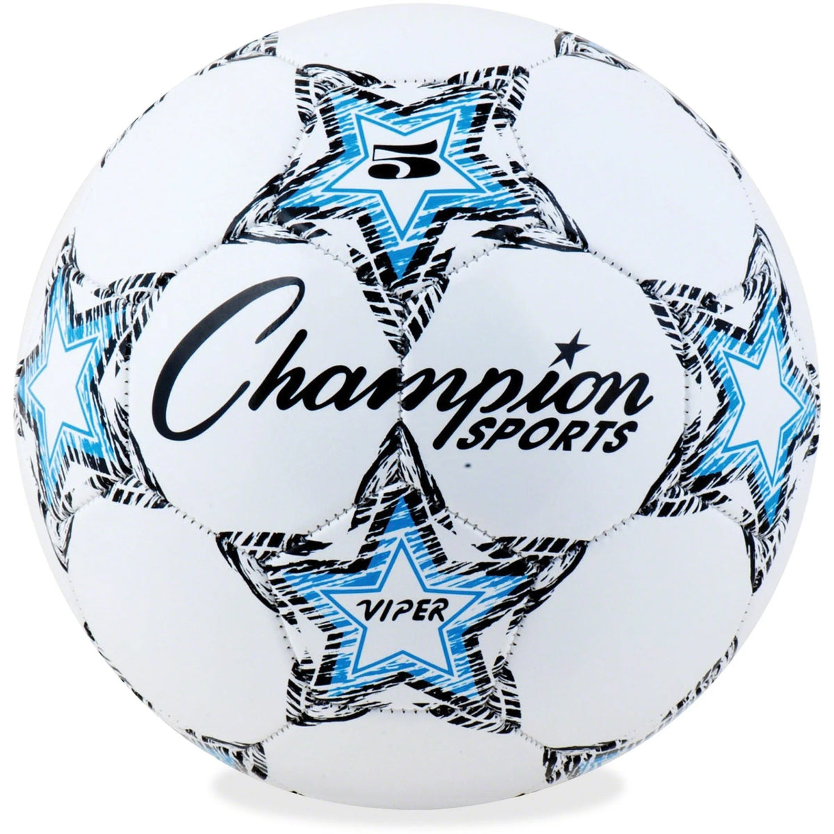Champion Sports Viper Soccer Ball Size 5 - Durable TPU - Blue/Black/White - Equipment