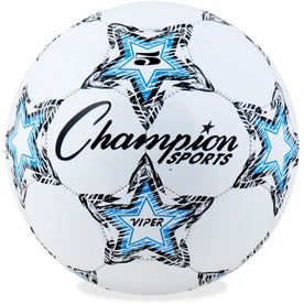 Champion Sports Viper Soccer Ball Size 5 - Durable TPU - Blue/Black/White - Equipment