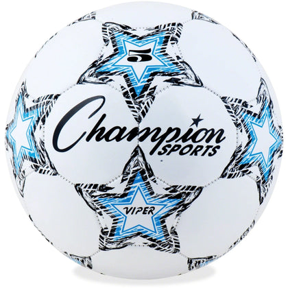 Champion Sports Viper Soccer Ball Size 5 - Durable TPU - Blue/Black/White - Equipment
