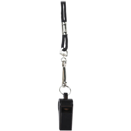 Champion Sports Whistle & Lanyard Pack - Black/Silver - 1 Dozen - Equipment