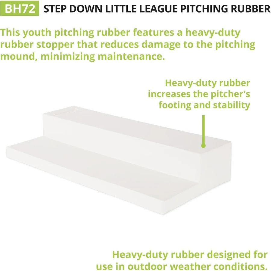 Champion Sports Youth Step Down Pitching Rubber - Durable White - Equipment