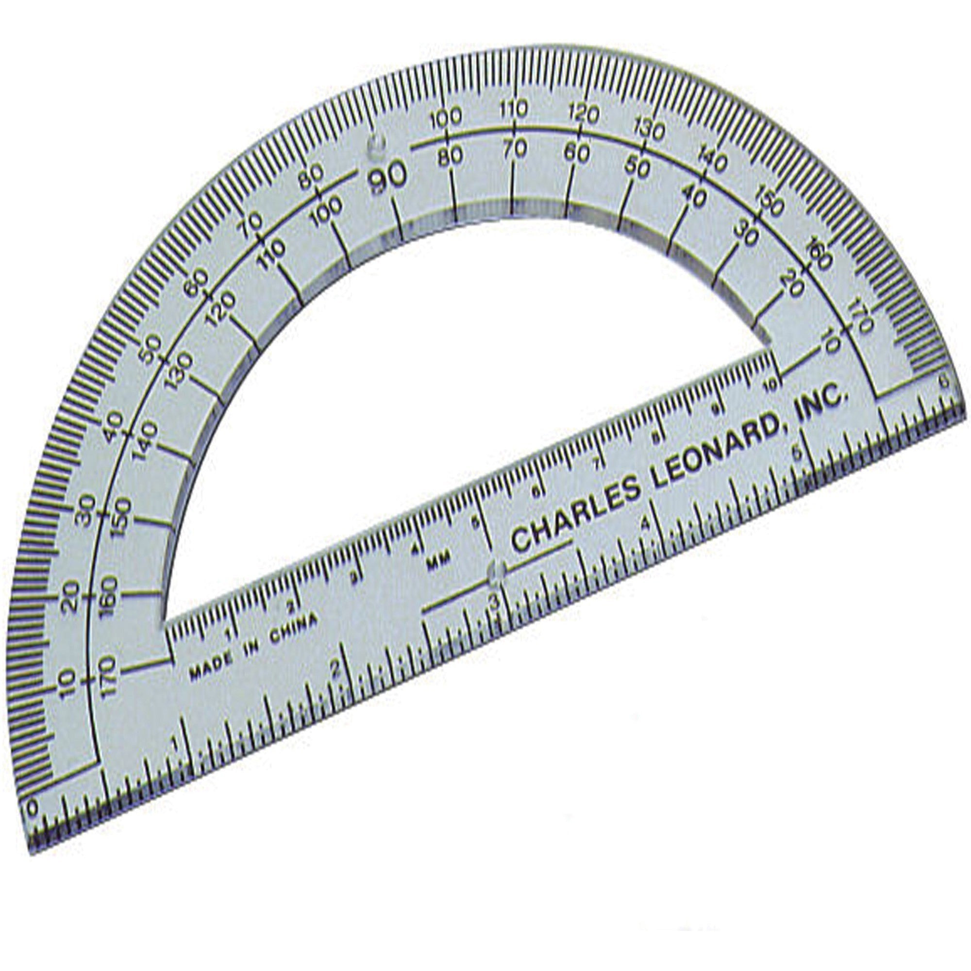 Charles Leonard 6’’ Open Center Protractor - Clear Plastic - Pack of 12 - Protractors & Triangles