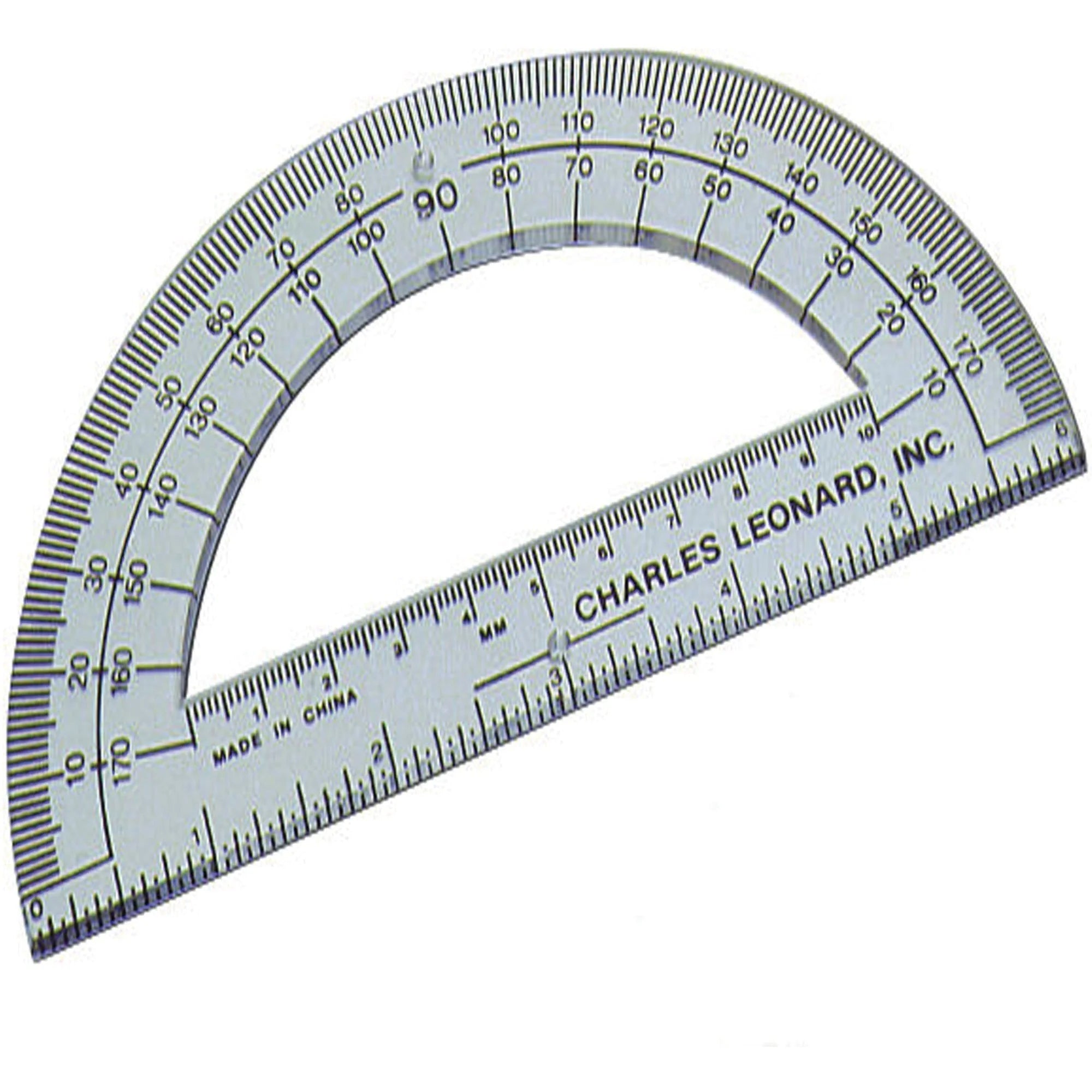Charles Leonard 6’’ Open Center Protractor - Clear Plastic - Pack of 12 - Protractors & Triangles