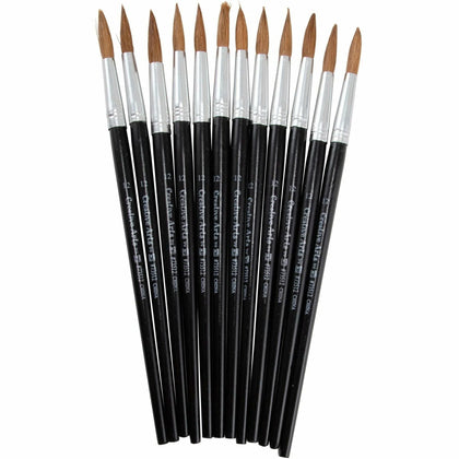 Charles Leonard Camel Hair Paint Brushes - No. 12 - Hardwood Handle - Aluminum Ferrule - Accessories