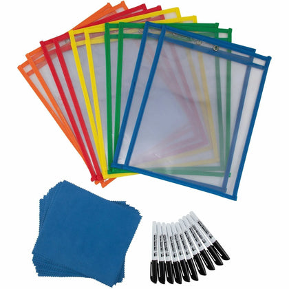Charles Leonard Dry-Erase Pocket Class Pack - Set of 10 9’’x10’’ Pockets - Learning Boards & Supplies