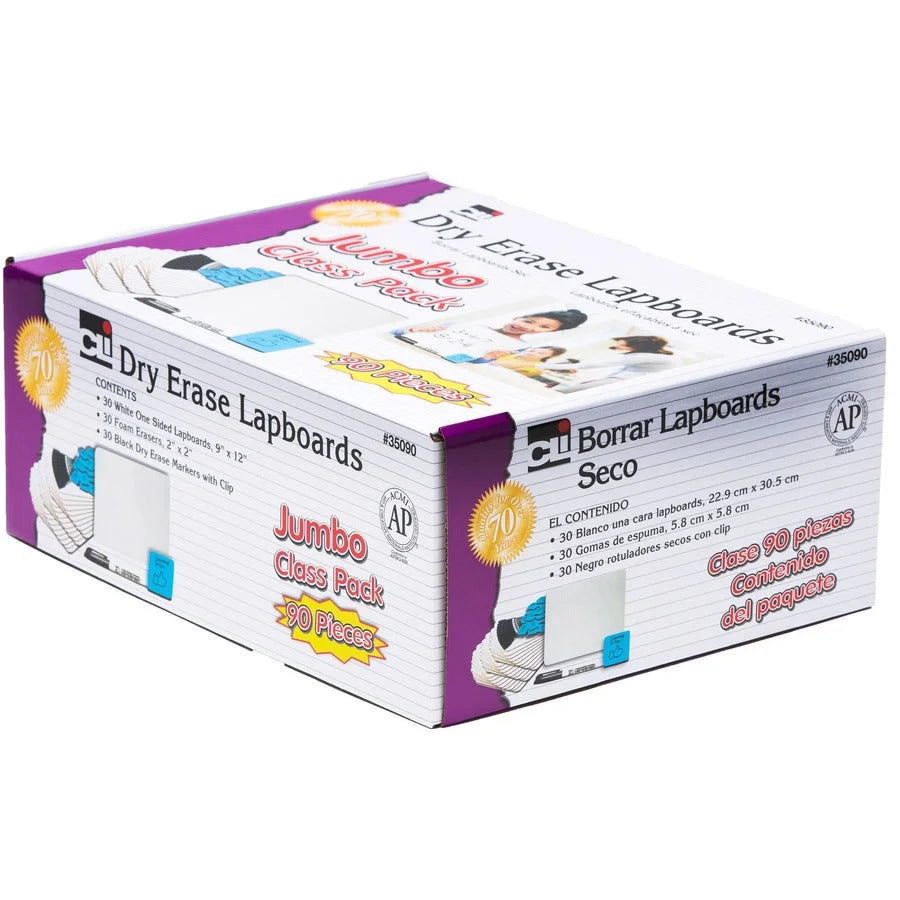 Charles Leonard Lapboard Classpack - 12x9 White Masonite Surface - 30/Set - Learning Boards & Supplies