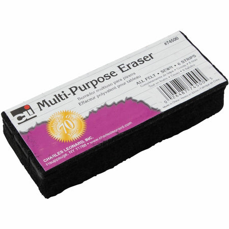 Charles Leonard Multi-Purpose Eraser: 2x5’’ Washable Black Felt - Learning Boards & Supplies