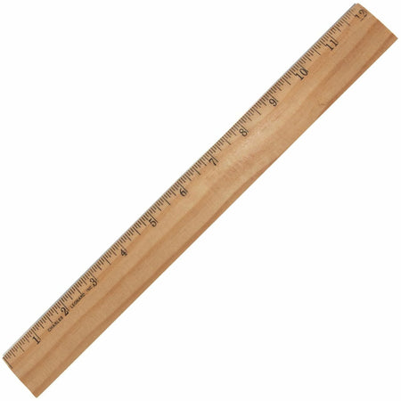 Charles Leonard Office Ruler: 12’’ Wood/Metal Brown - 1 Each - Rulers