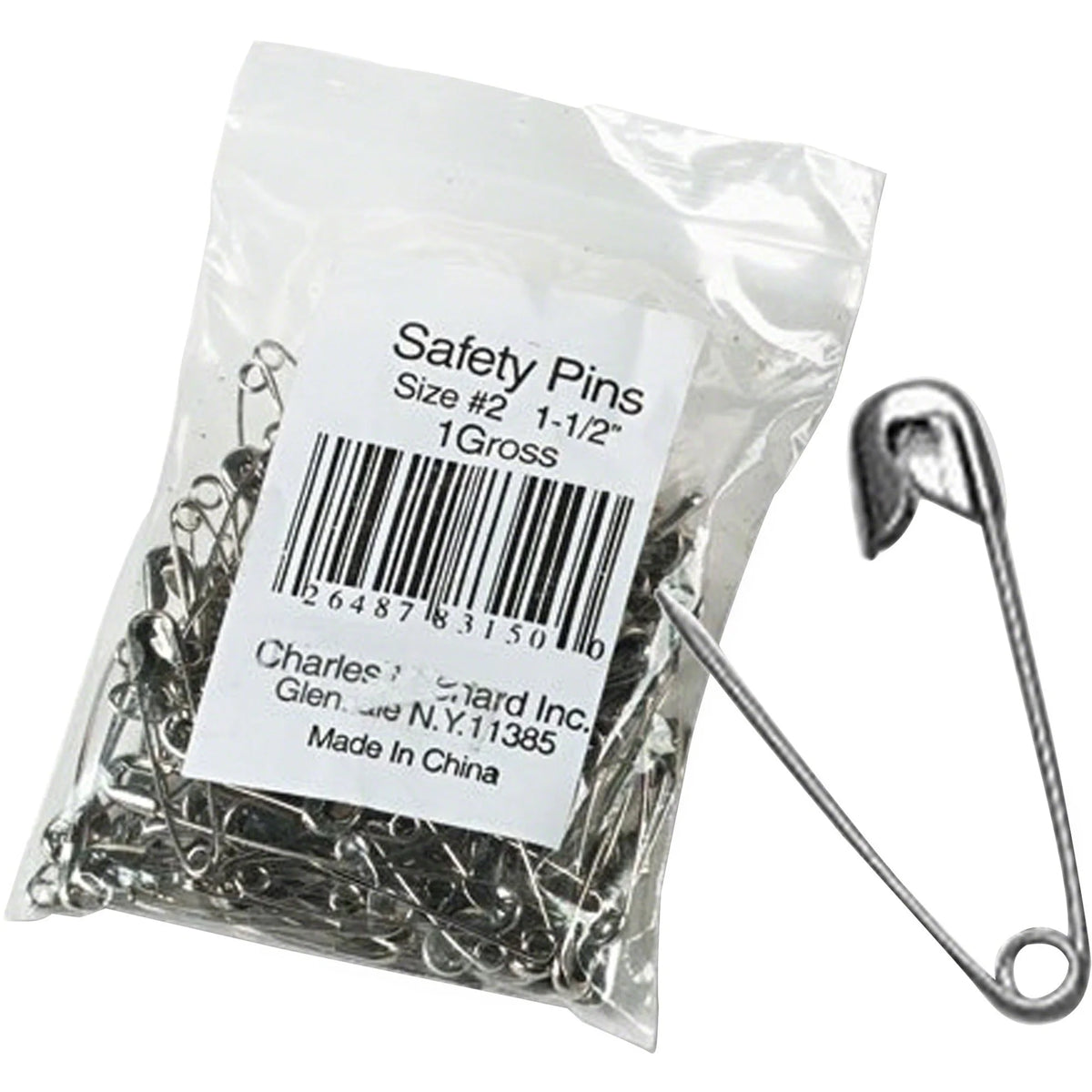 Charles Leonard Safety Pins - 1.5’’ Rust Resistant Silver Steel - 144 Pack - Board & Easel Accessories