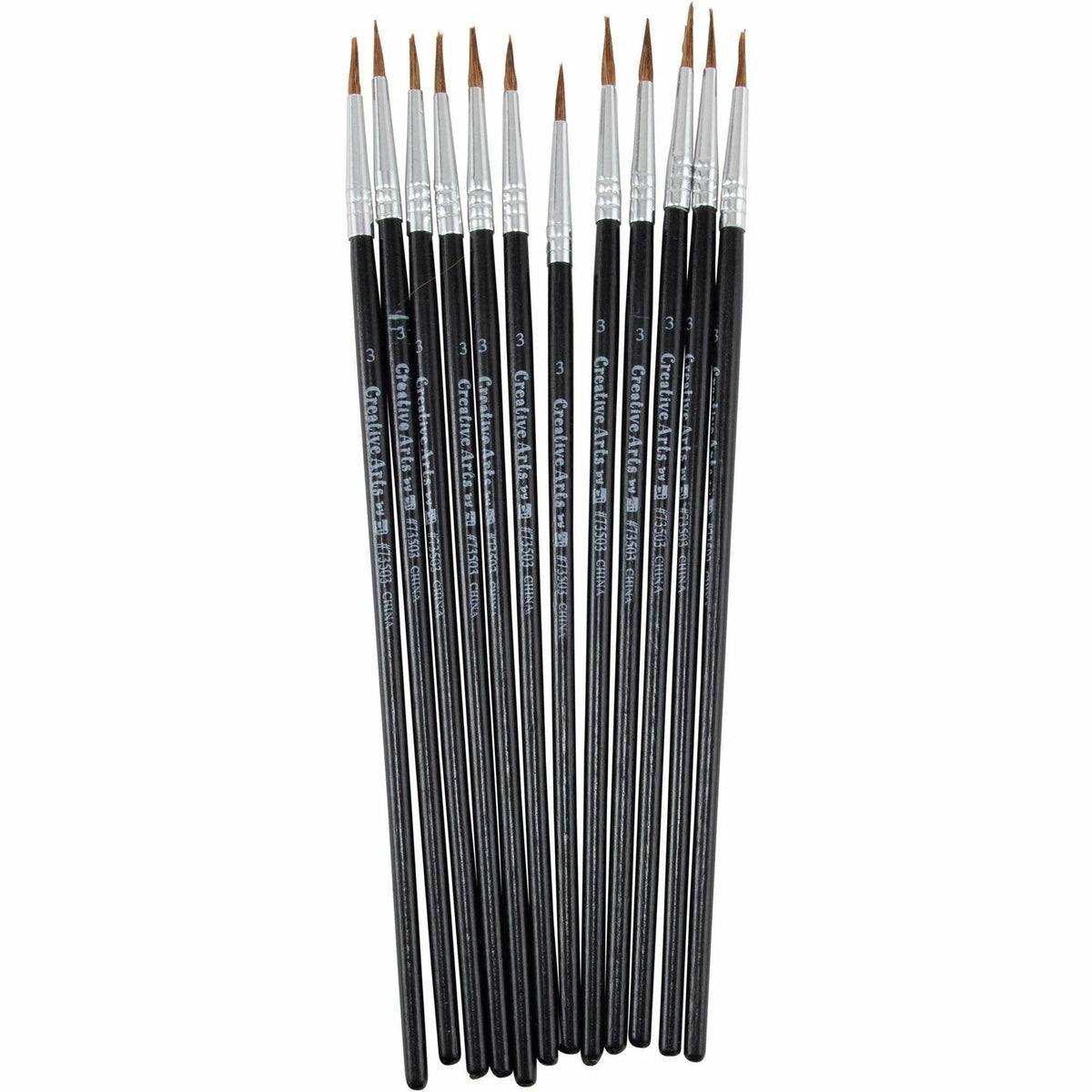 Charles Leonard Water Color Brush - No. 3 Bristle - 0.50’’ - 12 Pack - Paint Accessories