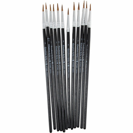 Charles Leonard Water Color Brush - No. 3 Bristle - 0.50’’ - 12 Pack - Paint Accessories