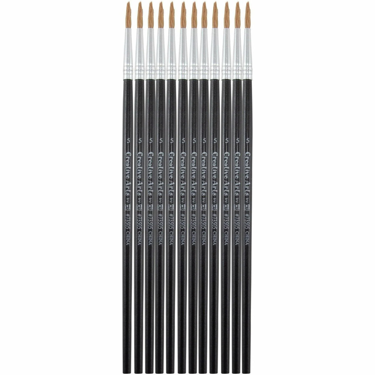 Charles Leonard Water Color Brush Set - No. 5 Bristle Hardwood Handle - 12 Pack - Paint Accessories