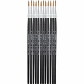 Charles Leonard Water Color Brush Set - No. 5 Bristle Hardwood Handle - 12 Pack - Paint Accessories