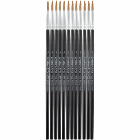 Charles Leonard Water Color Brush Set - No. 5 Bristle Hardwood Handle - 12 Pack - Paint Accessories