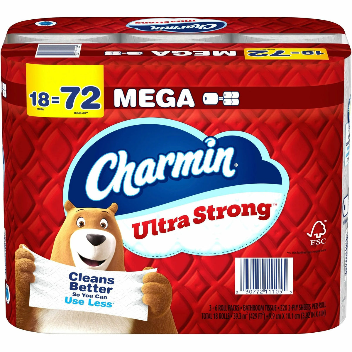 Charmin Mega Roll Bath Tissue 400 Sheets/Roll White 18 / Carton 2 Ply (PGC11105) - Bathroom