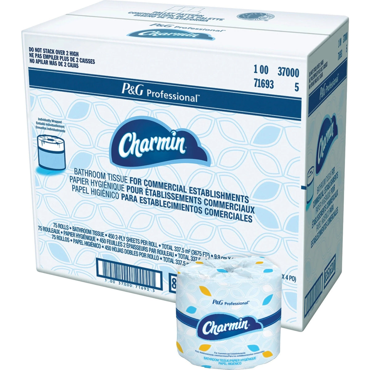 Charmin Professional Toilet Tissue: 2-Ply 450 Sheets/Roll White - 75/Carton - Bathroom Tissue