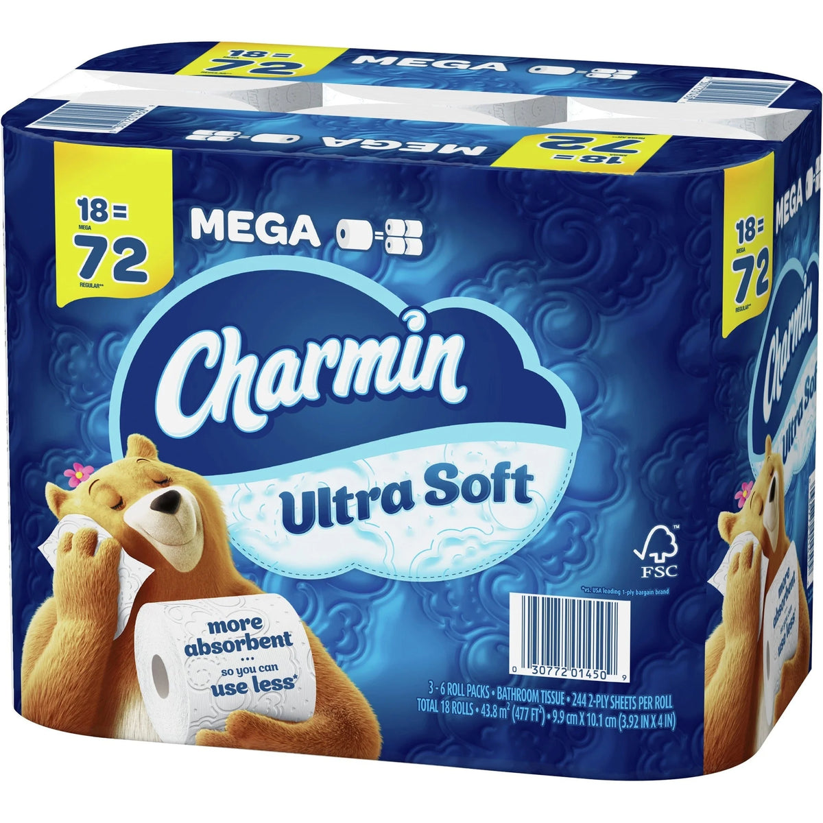 Charmin Ultra Soft Bath Tissue 244 Sheets/Roll White 18 / Pack 2 Ply 4 Rolls Per PackPack (PGC01450) - Napkins