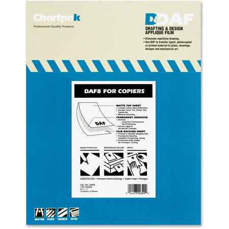 Chartpak Applique Drafting Film - 1.5 mil - 100 Sheets - Self-adhesive - Printer Ready - Accessories