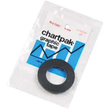 Chartpak Glossy Graphic Tape: Black 27ft x 0.13’’ - Creep Resistant Art Tape - Tapes
