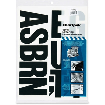Chartpak Helvetica Style 4’’ Black Vinyl Capital Letters - Self-adhesive Easy to Use - & Numbers