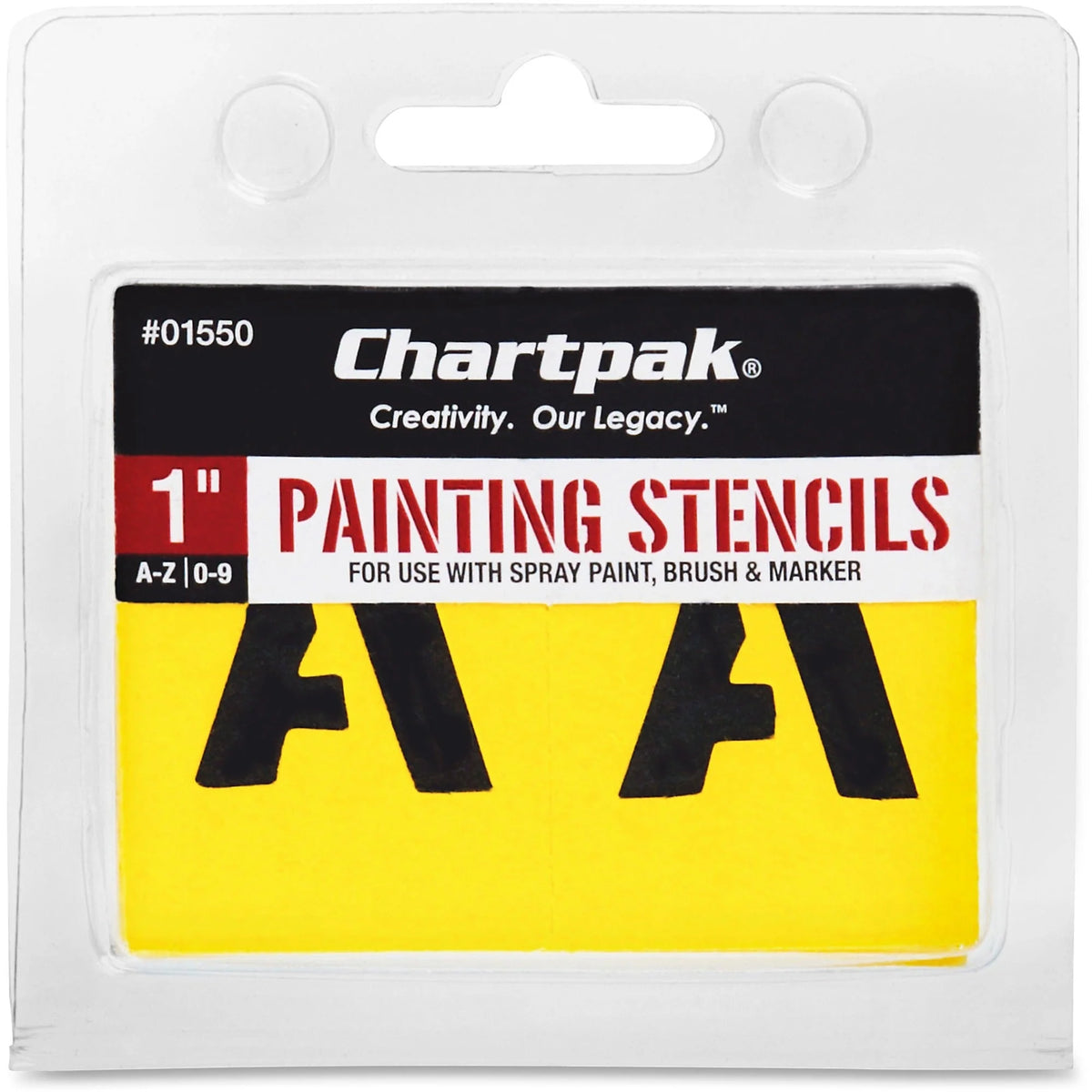 Chartpak Painting Stencils: 1’’ Gothic Letters/Numbers - Yellow - Stencils