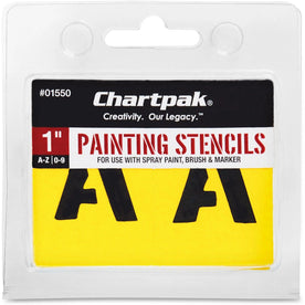 Chartpak Painting Stencils: 1’’ Gothic Letters/Numbers - Yellow - Stencils
