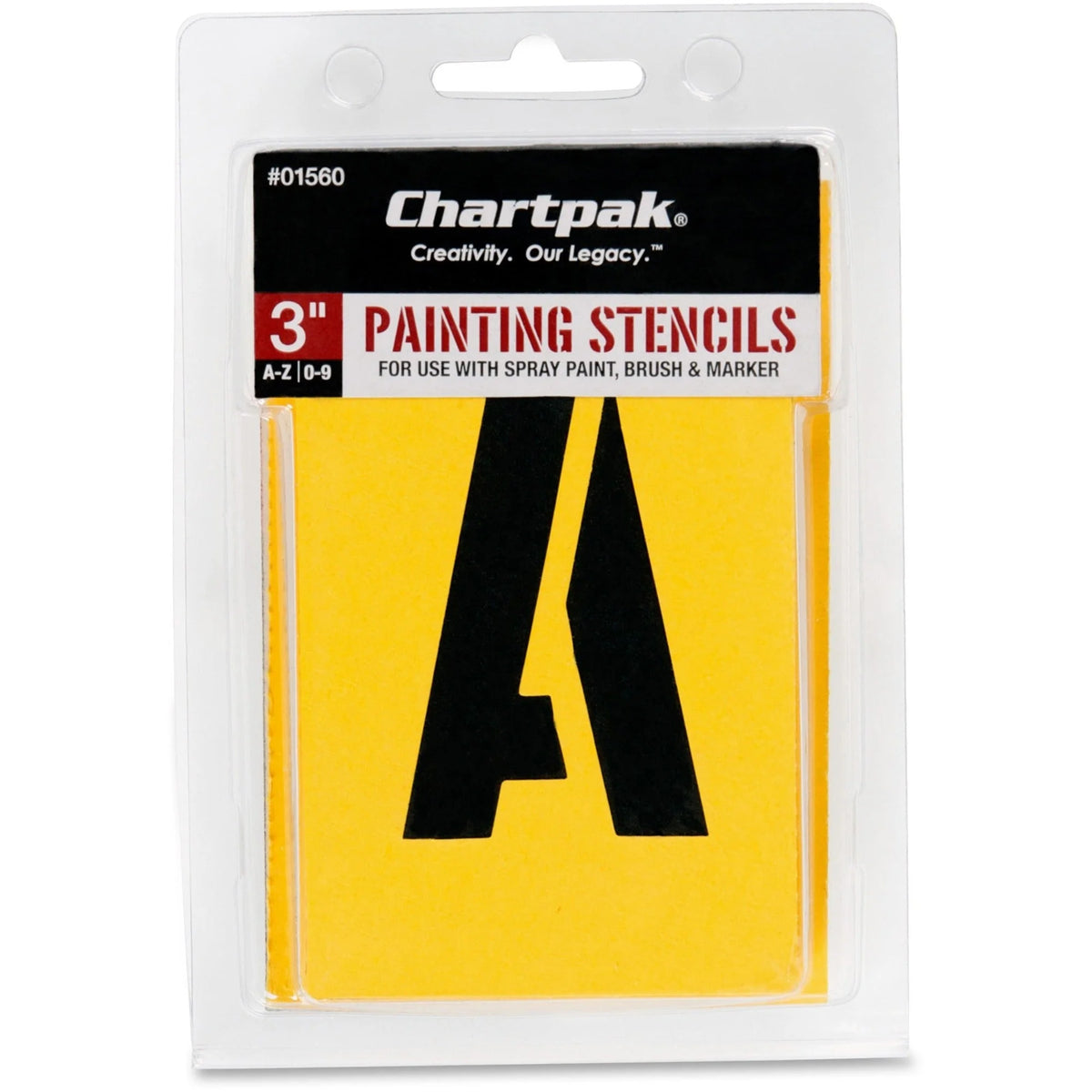Chartpak Painting Stencils: 3’’ Gothic Letters/Numbers - Yellow - Stencils