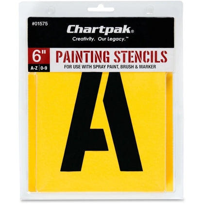 Chartpak Painting Stencils: 6’’ Gothic Letters/Numbers - Yellow - Stencils