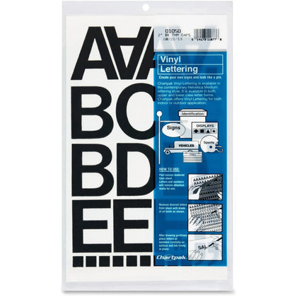 Chartpak Vinyl Helvetica Style Letters/Numbers - Easy-to-Use Self-Adhesive Set - 2’’ Height - Black - 77/Pack - Letters