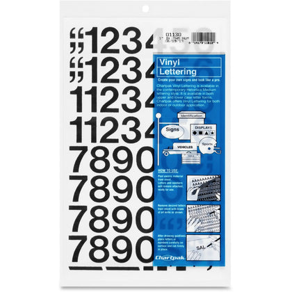 Chartpak Vinyl Numbers: Skill Learning - 44 Numbers Self-adhesive - 1’’ x 12’’ - Black - Letters &
