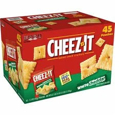 Cheez-It White Cheddar Baked Crackers: Individually Wrapped - 1.50 oz Bag - 45/Carton - Snacks