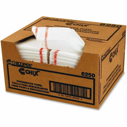 Chix Reusable Food Service Towel: 13x24’’ Red & White Fabric - 150/Carton - Sponges Cleaning Pads Wipers