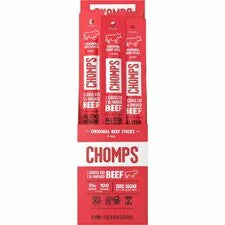 CHOMPS Original Beef Snack Sticks: Gluten-free Jerky - 24 Pack - Snacks